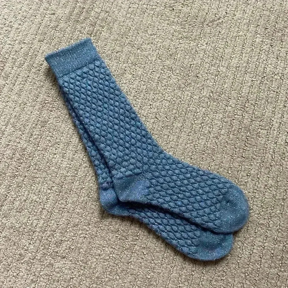 Burlington High Socks/Stockings, blue long over the ankle crew sock size 8 S/M
